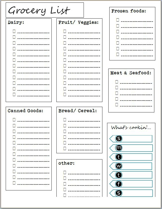 6 Best Images Of Printable Grocery Shopping Organizer Printable 