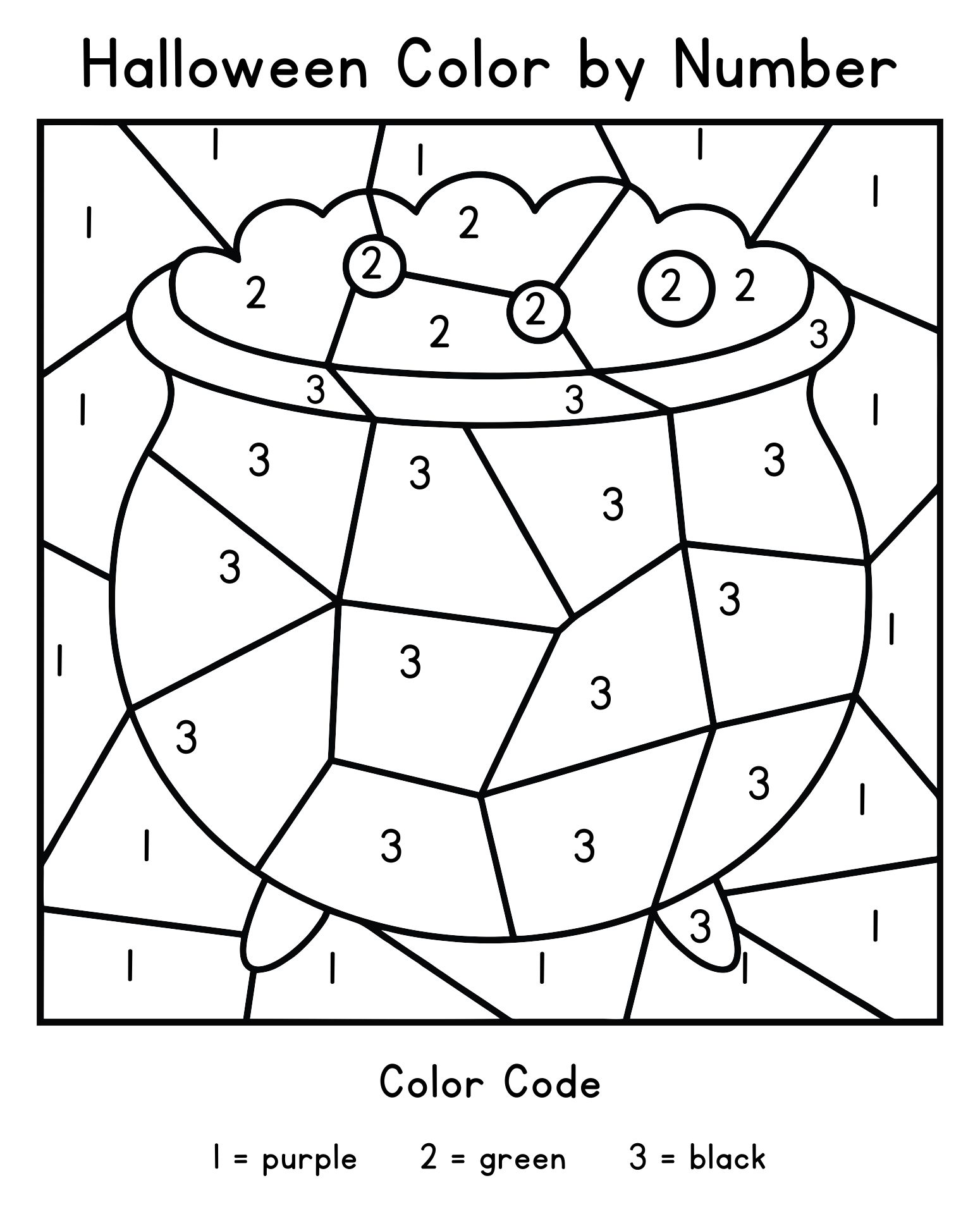 Halloween Math Color By Number Addition Sketch Coloring Page