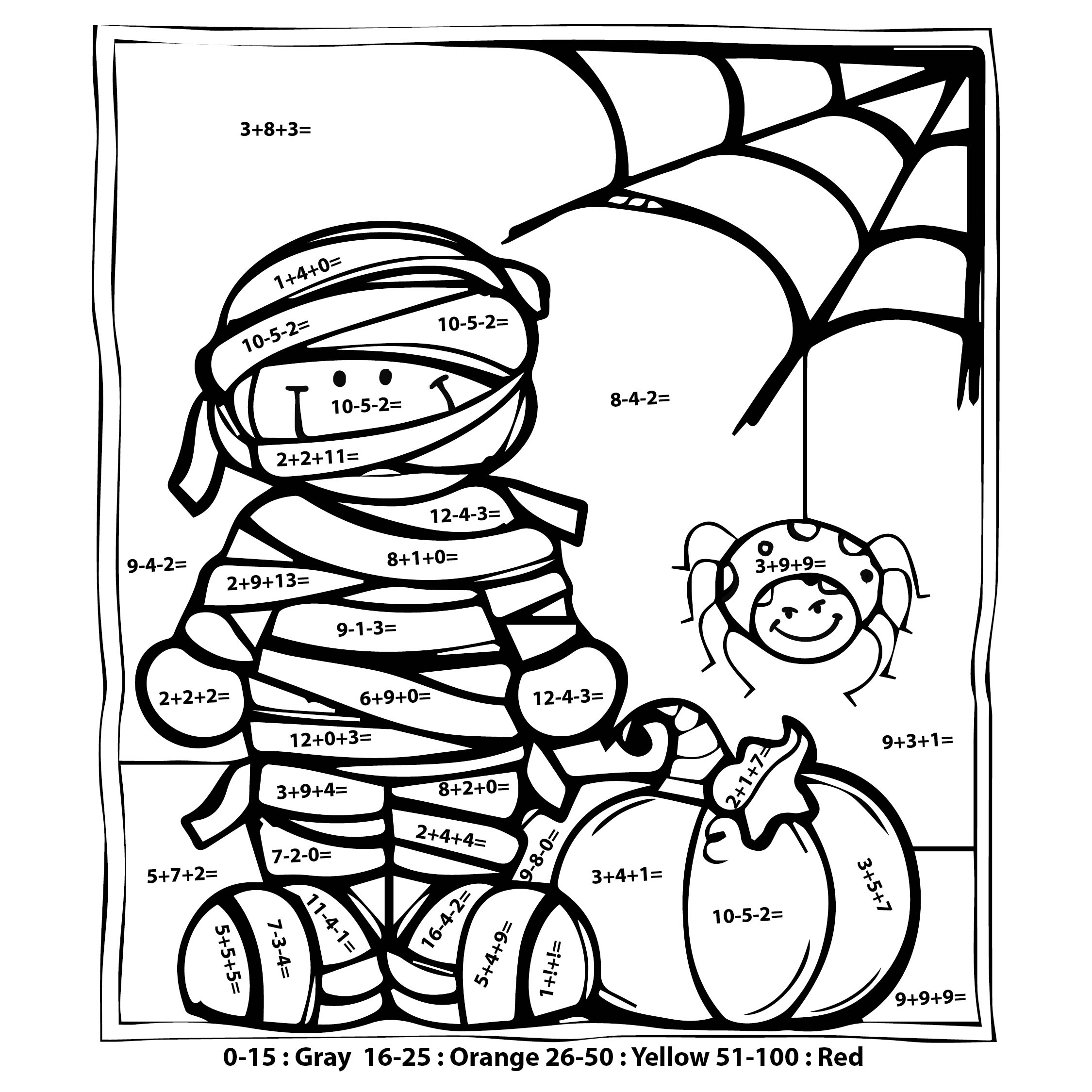 Color By Numbers Math Multiplication Worksheets Halloween