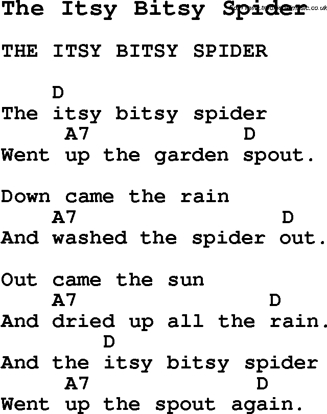 7 Best Images of Lyrics Itsy Bitsy Spider Printables Itsy Bitsy