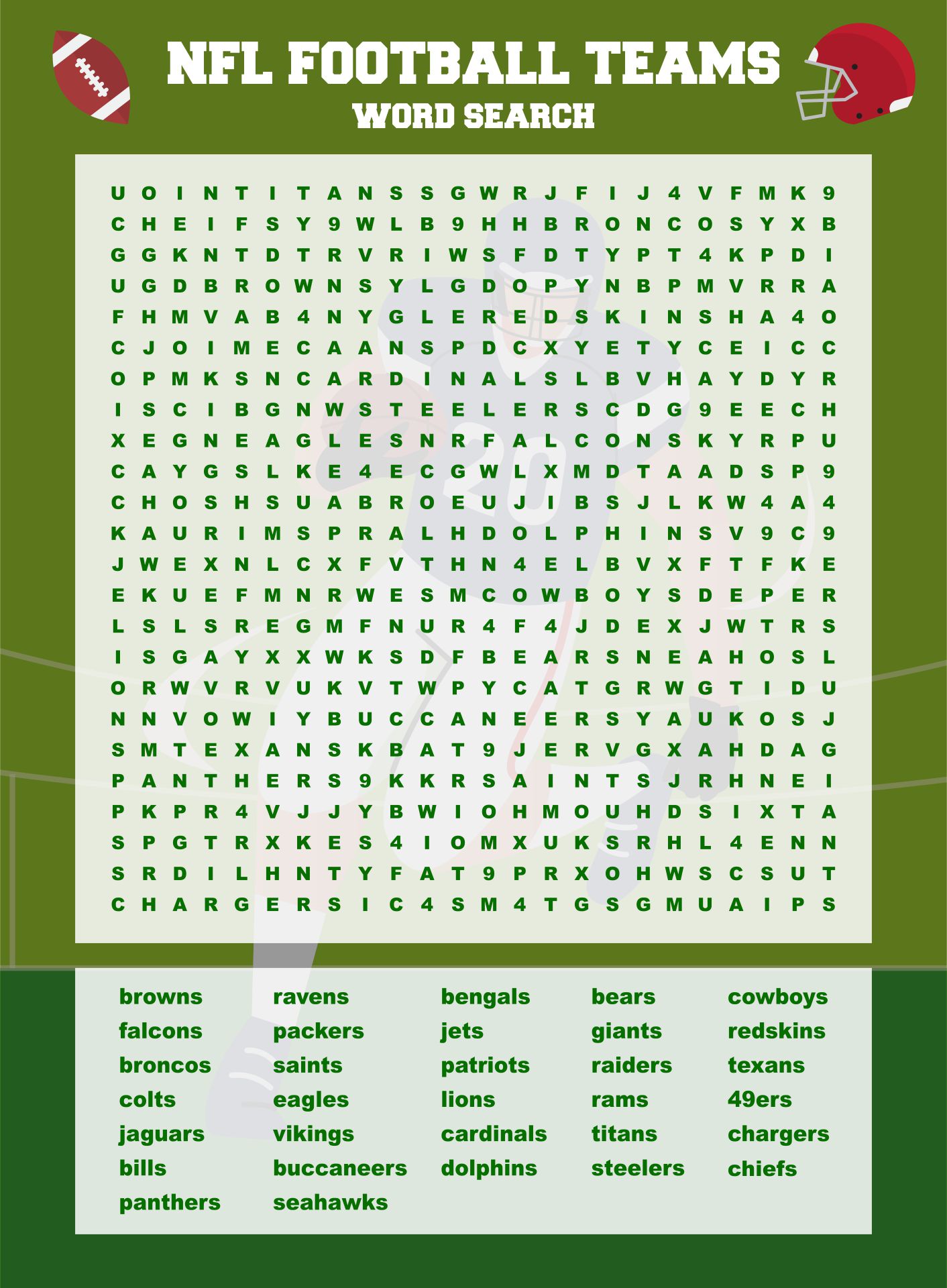 6 Best Images of NFL Football Word Search Printable NFL Word Search