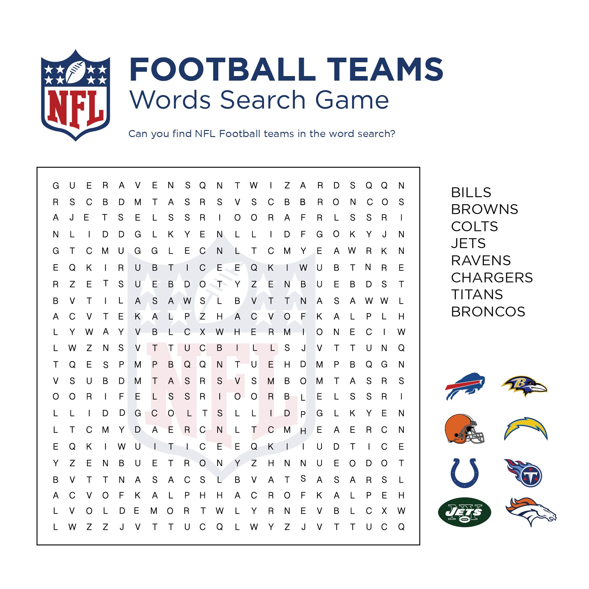 Nfl Word Search Printable