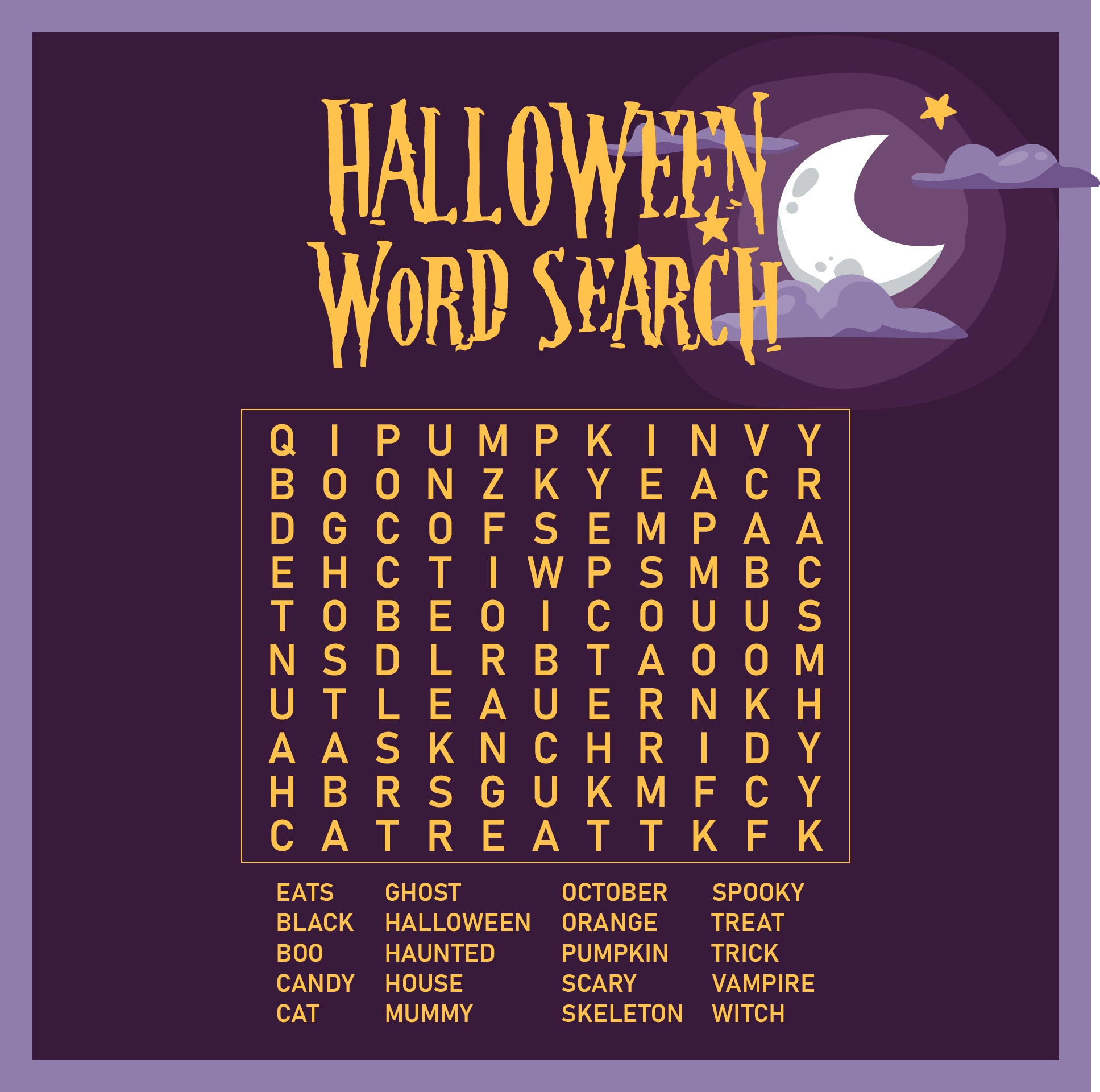 Halloween Word Search Free Printable Pdf