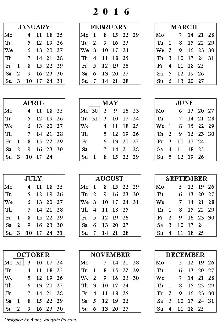 6 Best Images of Free Printables A5 Calendar 2016 San Miguel, 2016 A5