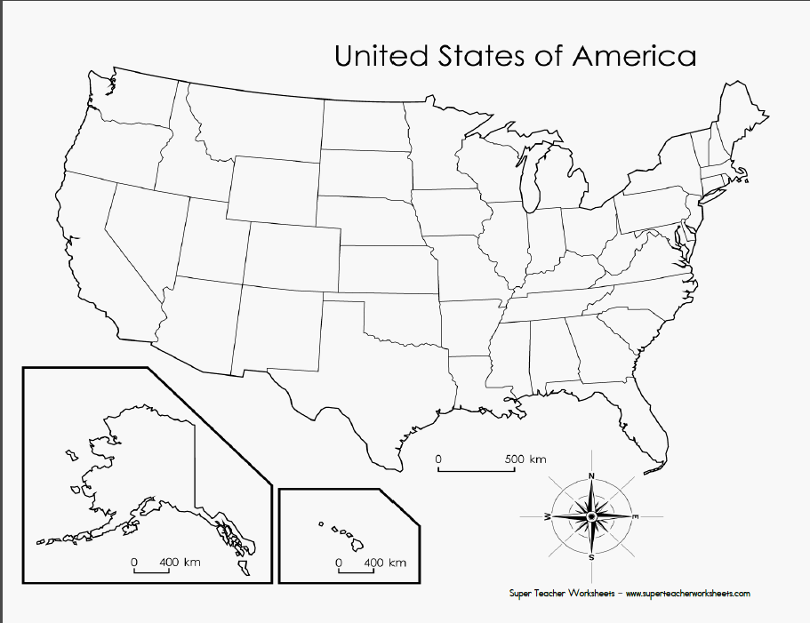 Us Map States Blank Printable
