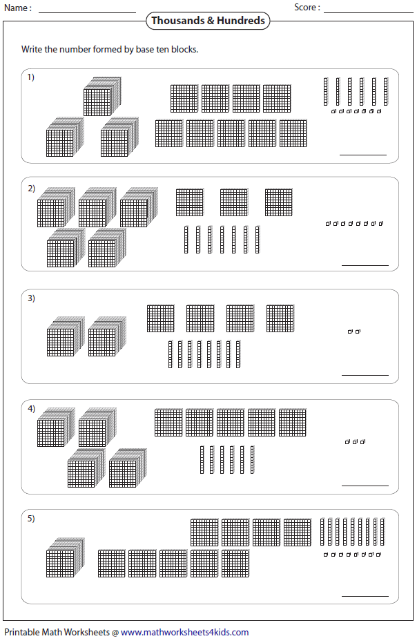 Base Ten Blocks Multiplication Worksheets