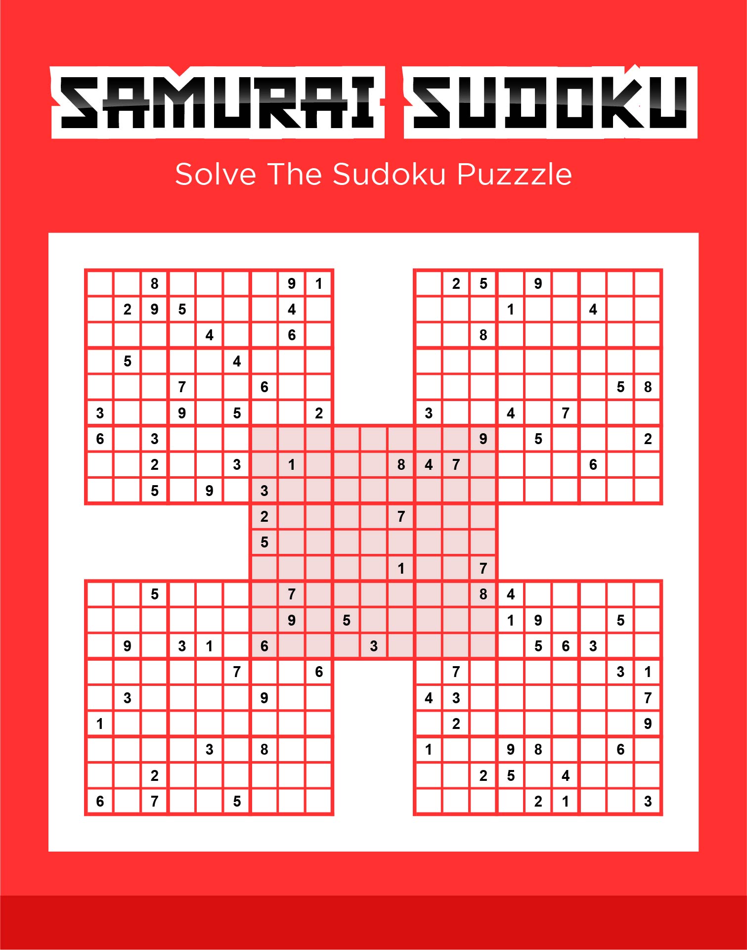 4 Best Images Of Printable Samurai Sudoku Grid Printable Samurai Sudoku Puzzles Free