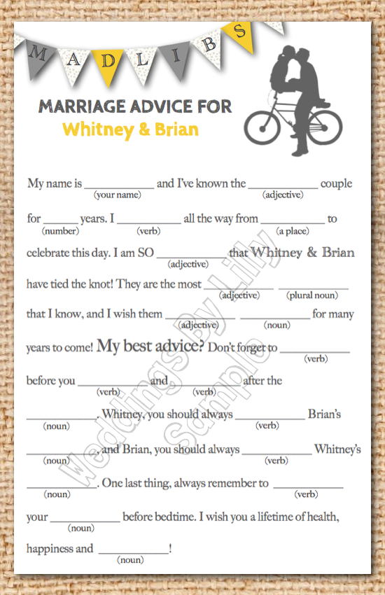 Wedding Mad Libs Free Printable
