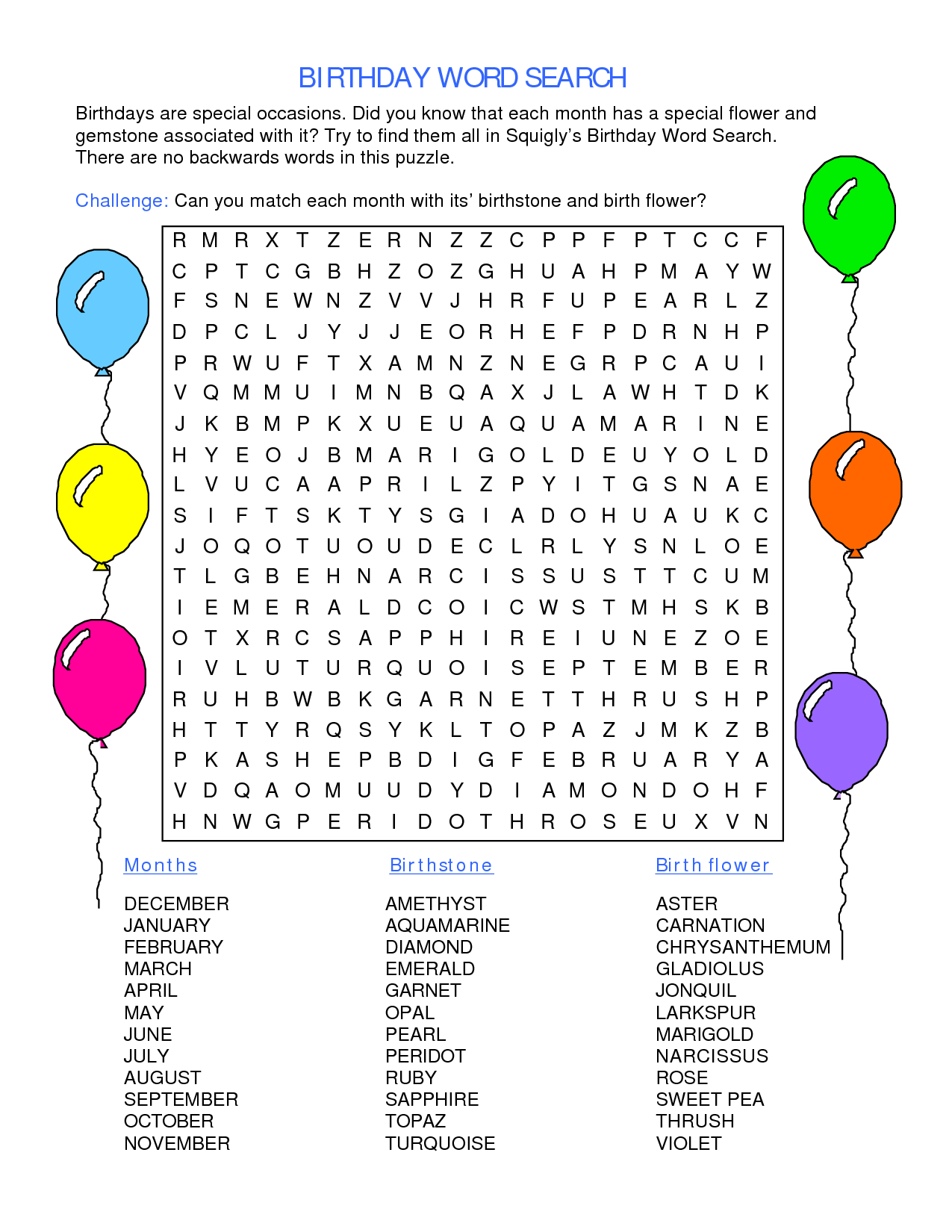 Free Printable Birthday Puzzles