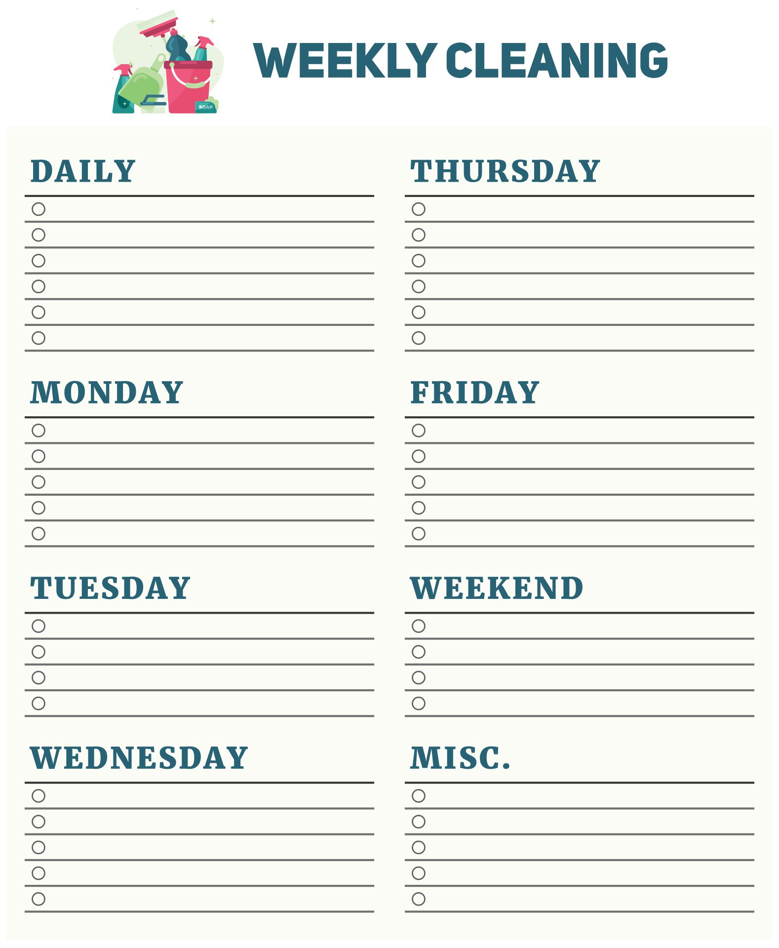 Printable Free Editable Cleaning Schedule Template Printable Templates