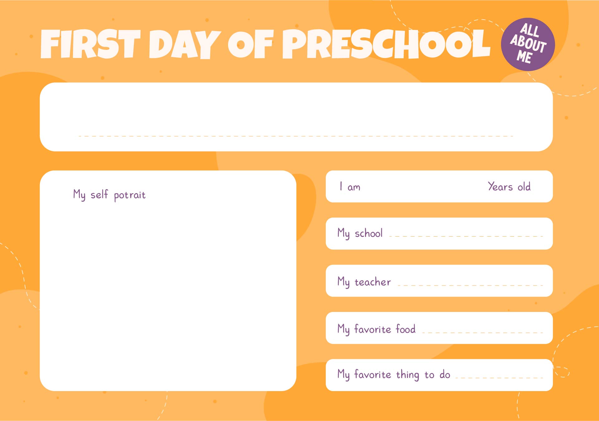 First Day Of Preschool Template Free Printable Templates