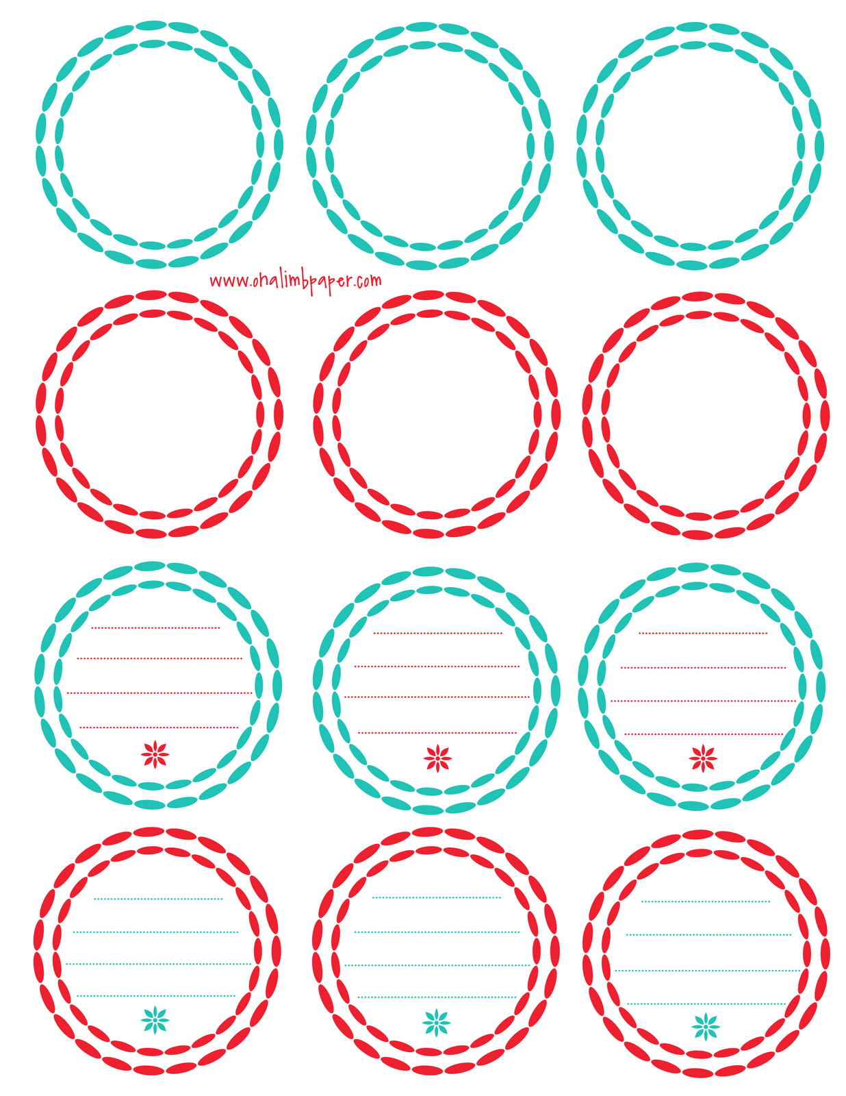 Free Printable Circle Label Templates