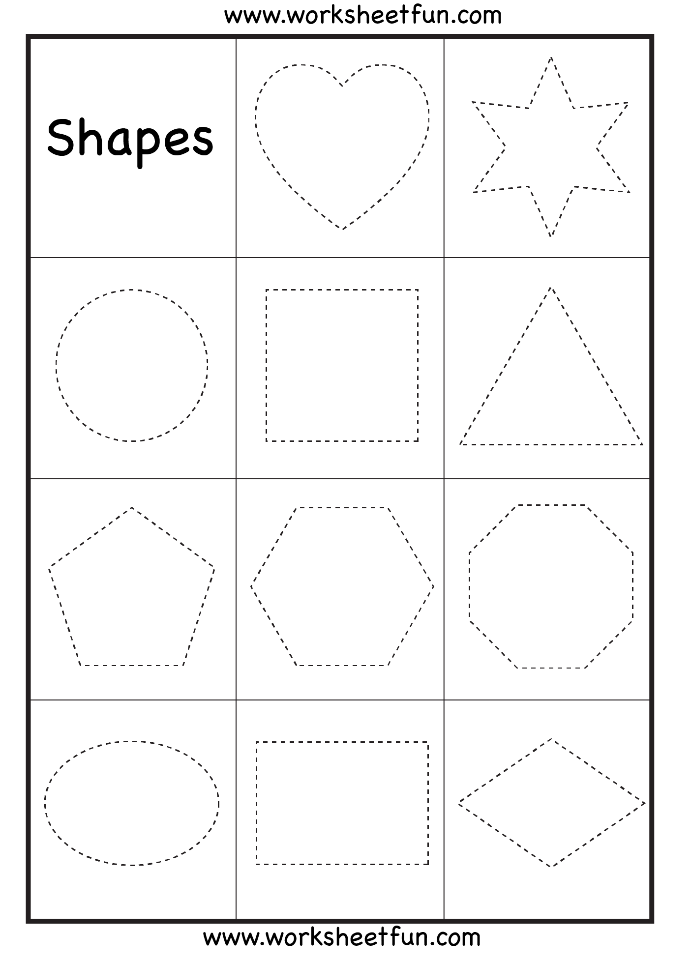 Free Printable Shape Tracing Worksheets Preschool