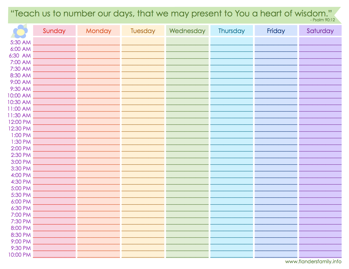 Printable Blank Daily Schedule Template