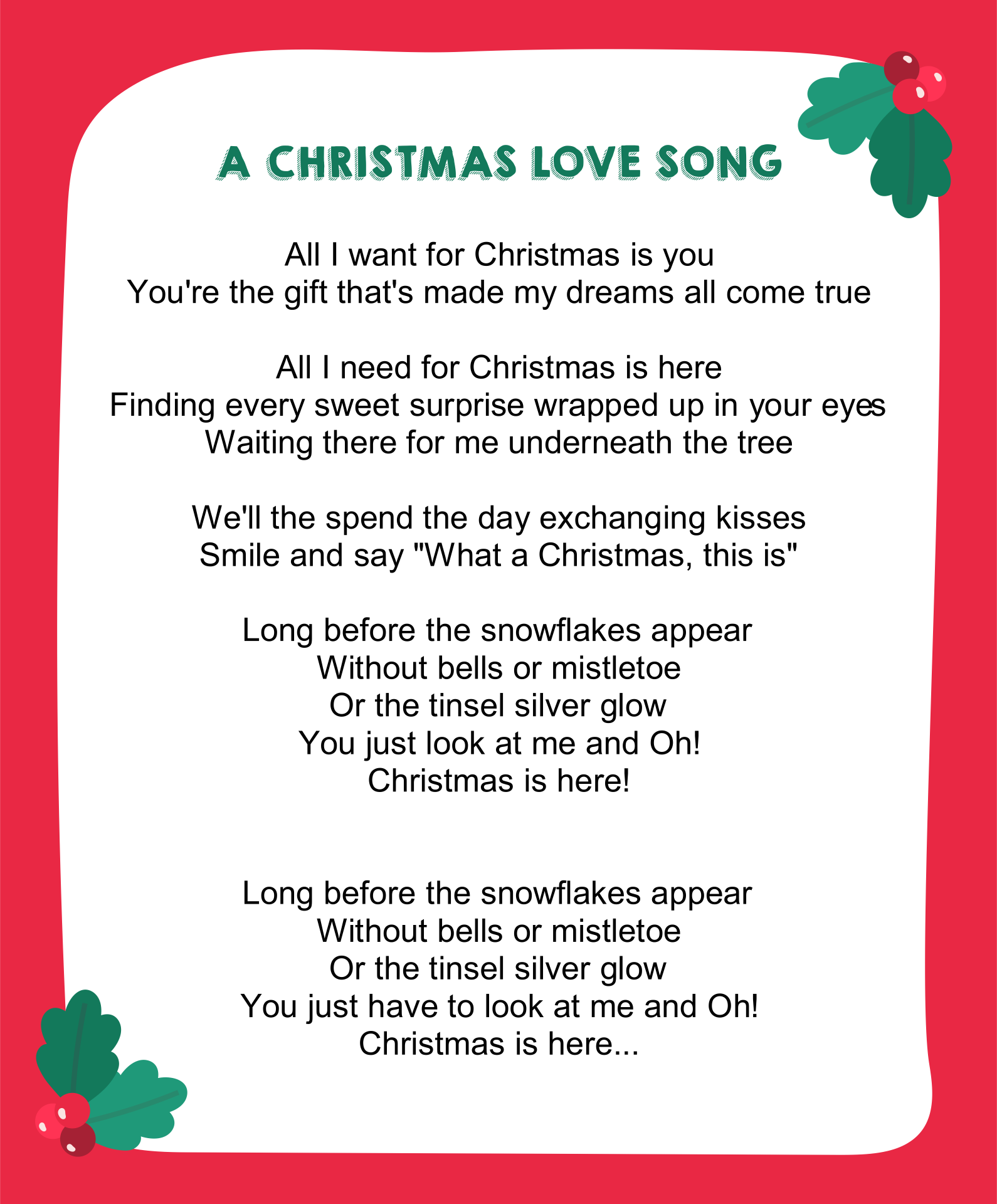 5 Best Images of O Christmas Tree Words Printable - Kids Christmas Printable Song Lyrics, O ...