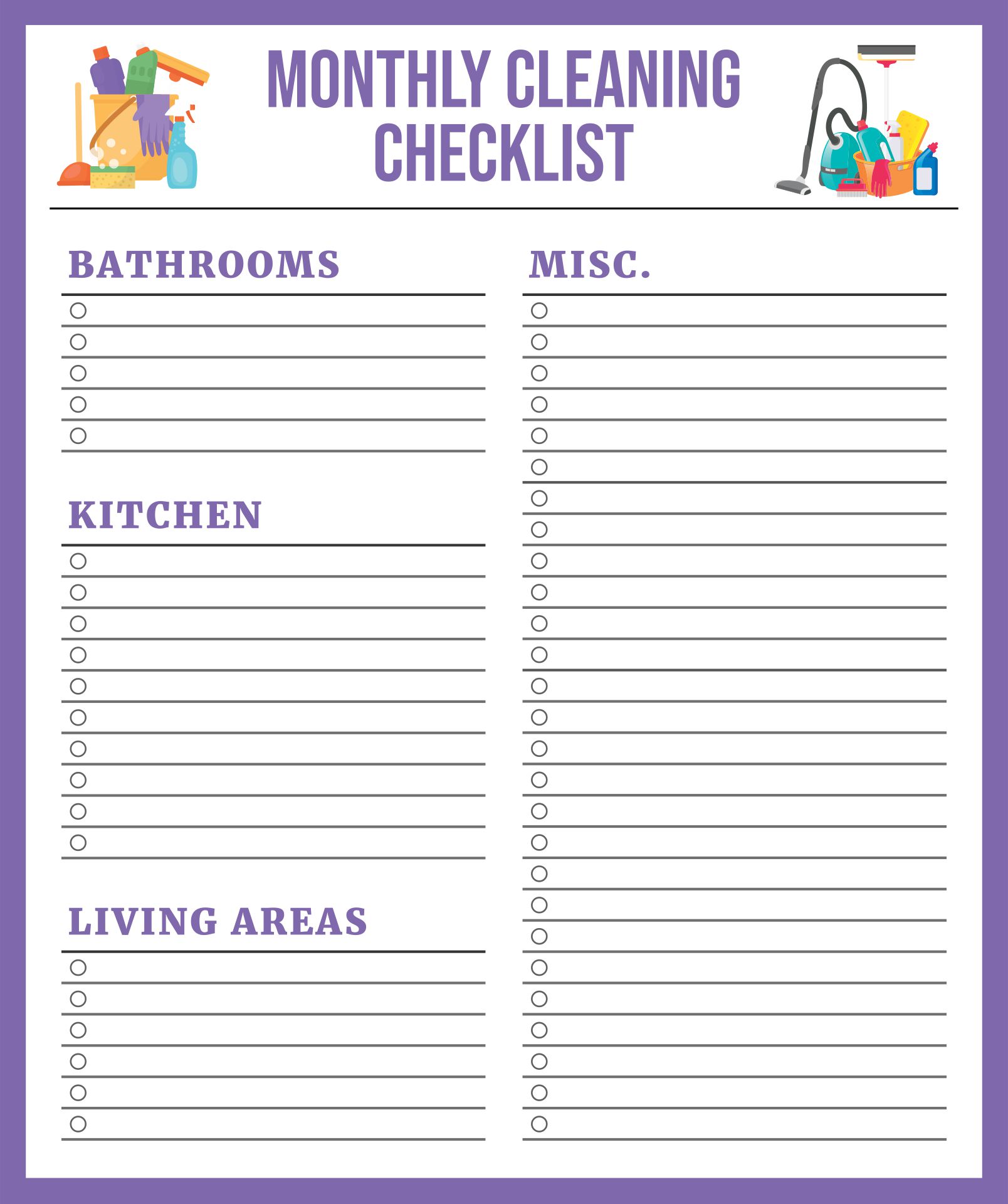 Diy Customizable Monthly Cleaning Checklist Cleaning Printable Hot Sex Picture