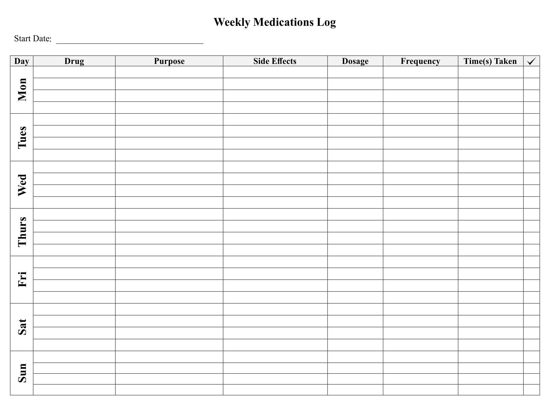 Free Printable Medication Log Sheets
