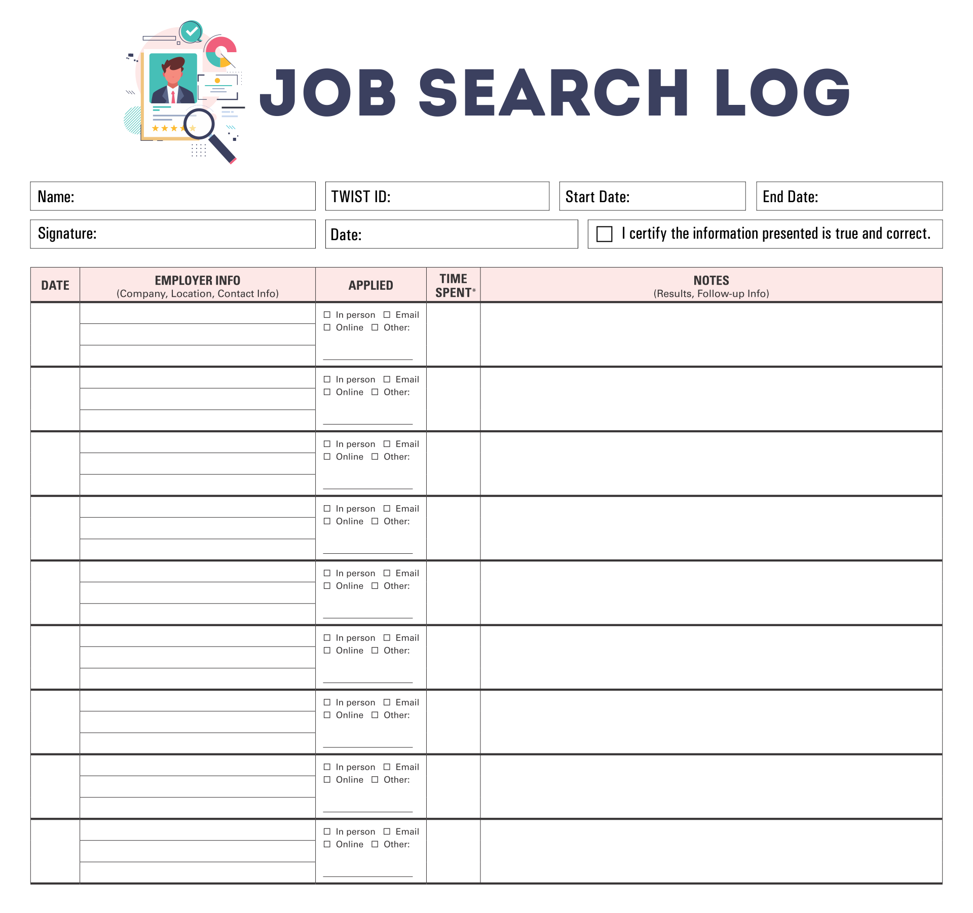 6 Best Images Of Job Search Log Template Printable Job Search Log Template Job Search Log