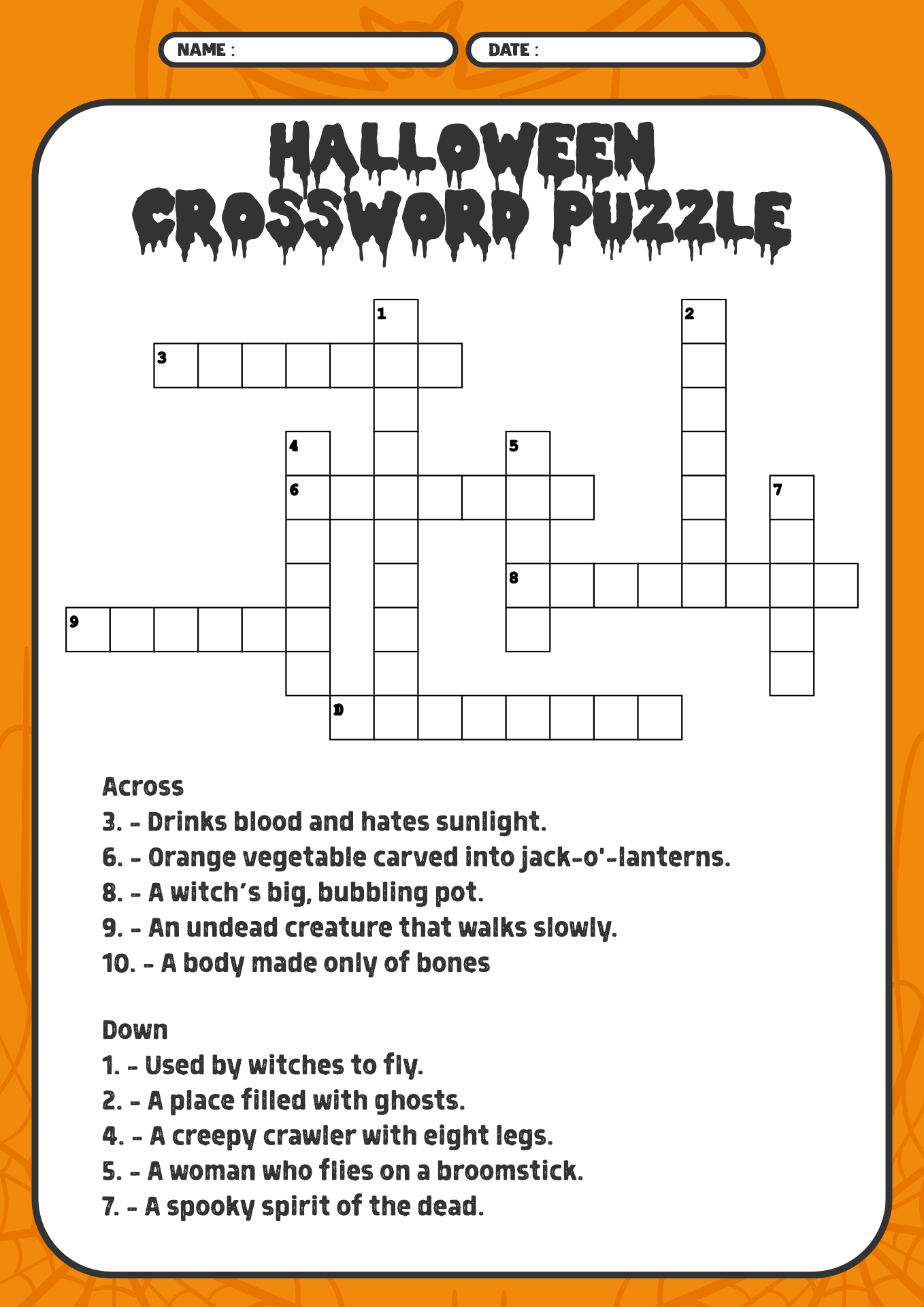 5 Best Images Of Halloween Puzzles Printable Easy Halloween Crossword