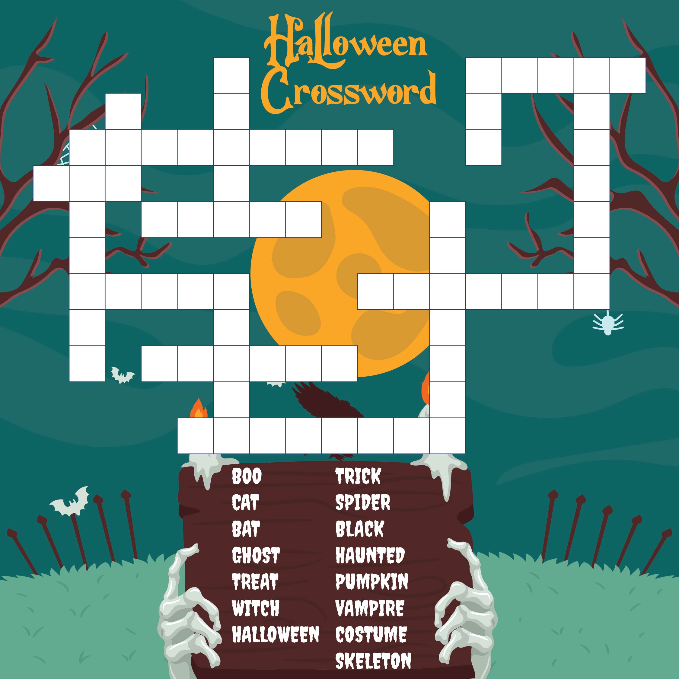 5 Best Images Of Halloween Puzzles Printable Easy Halloween Crossword