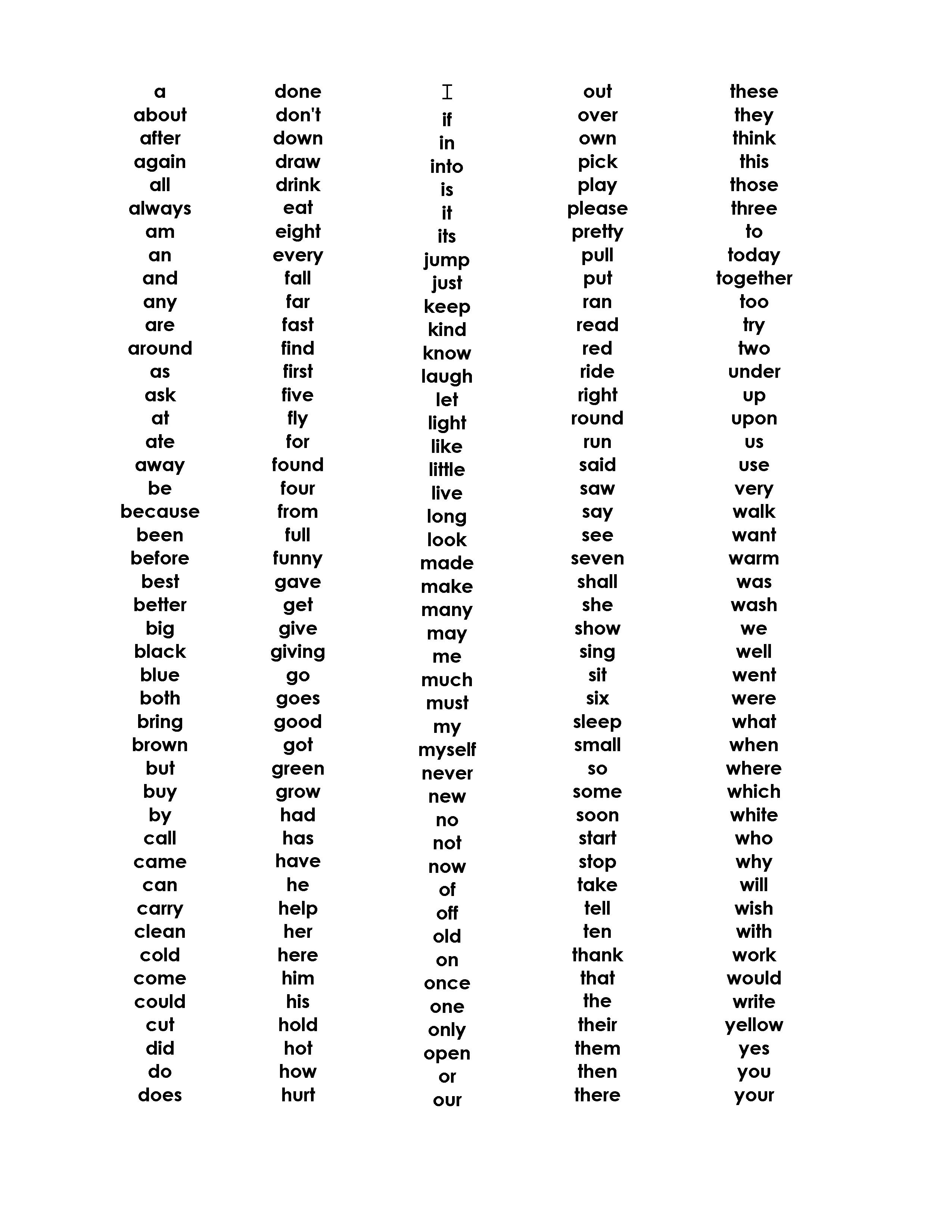 kindergarten-sight-word-list-printable