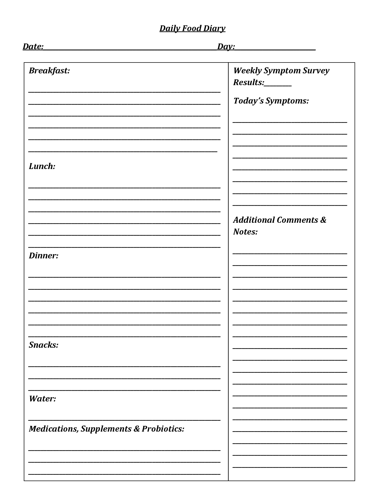 Free Printable Daily Journal Template