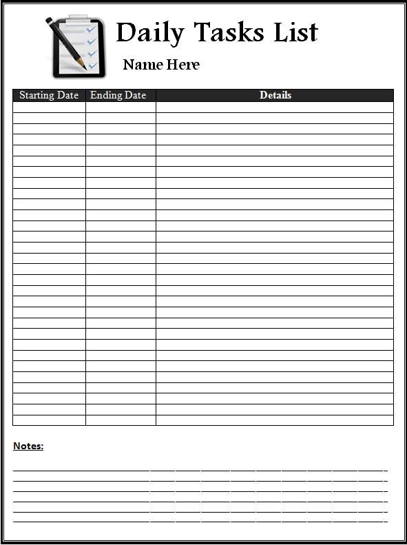Printable Daily Task Planner Forms Printable Forms Free Online