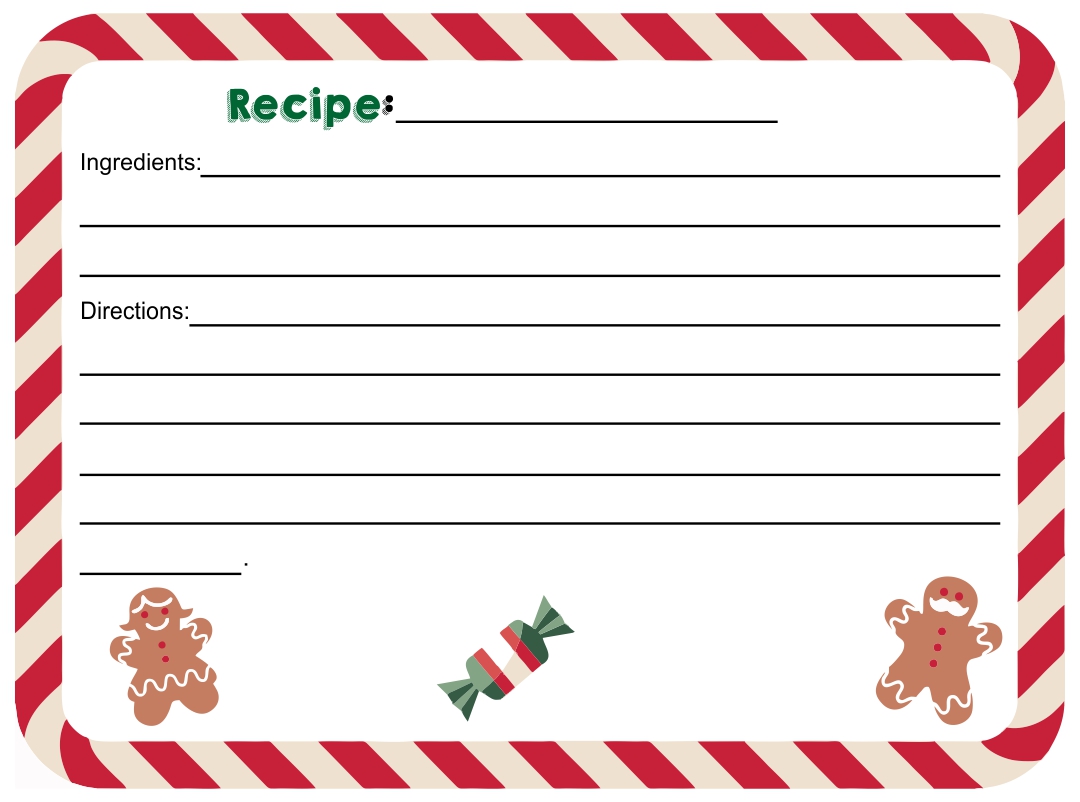Holiday Recipe Card Template Free