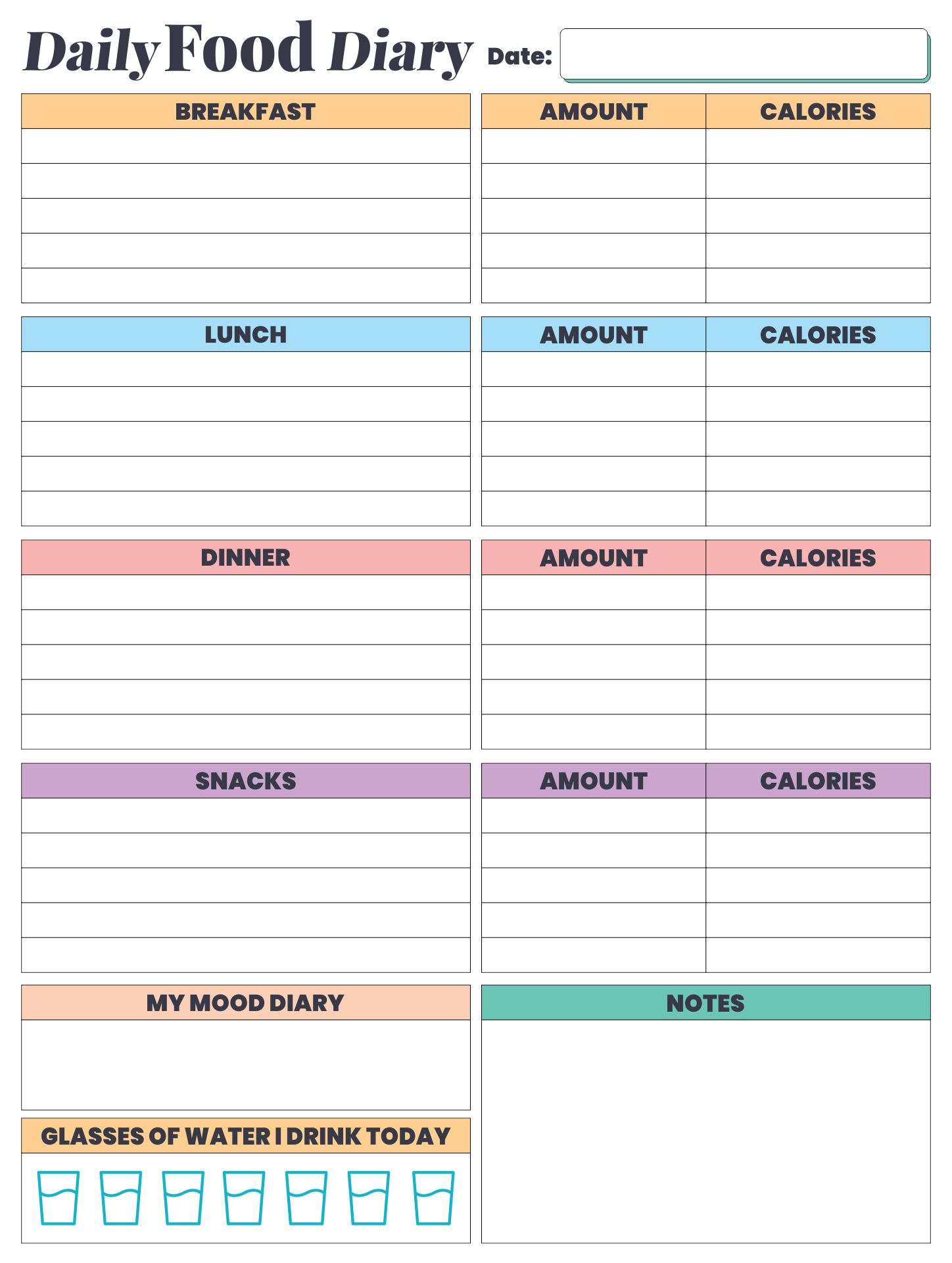 40-simple-food-diary-templates-food-log-examples