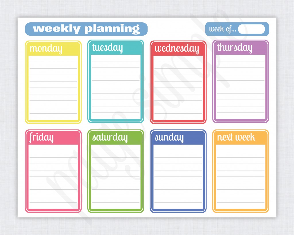 Family Weekly Calendar Printable