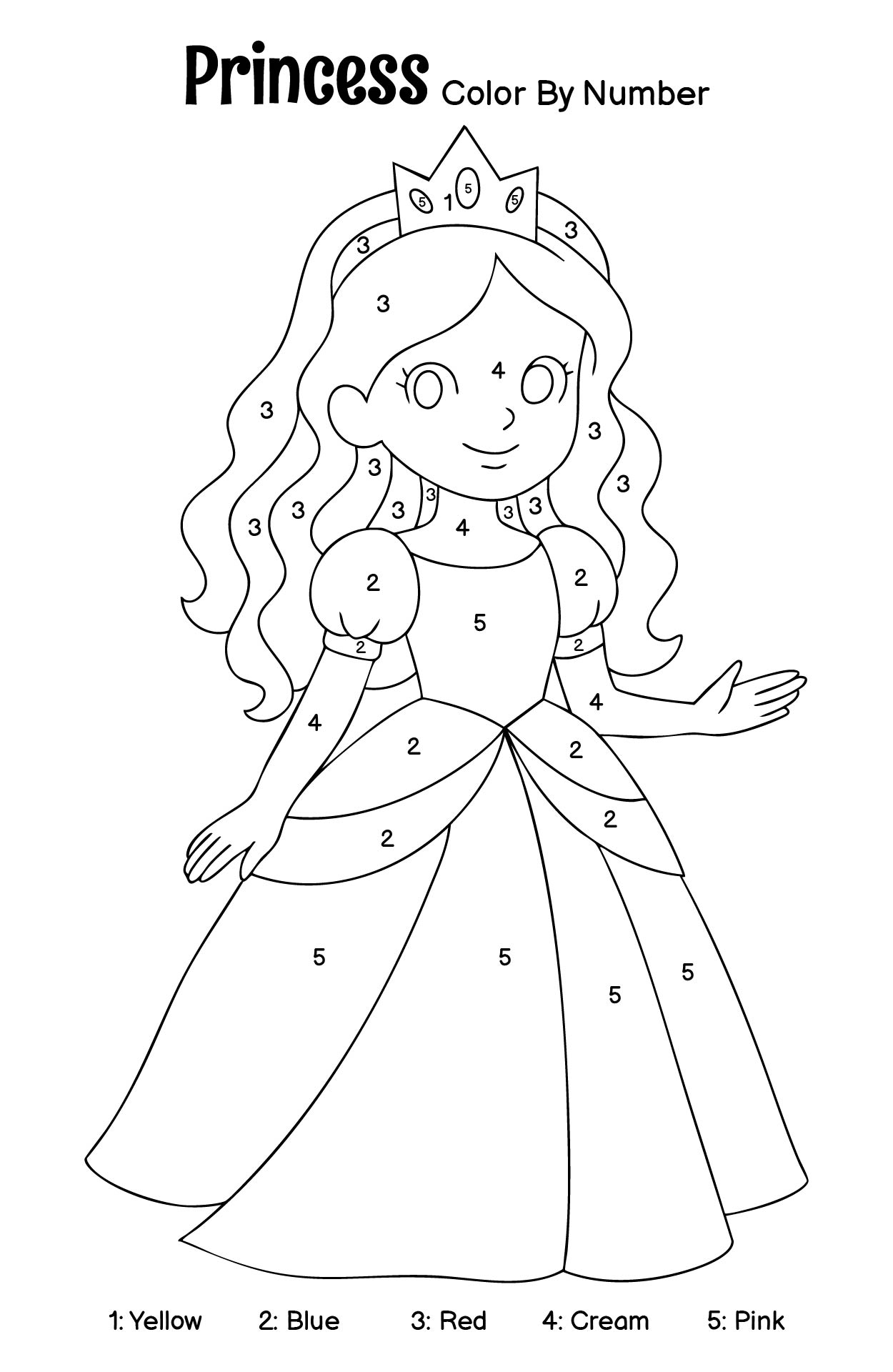 Color By Number Princess Printable Printable Word Searches