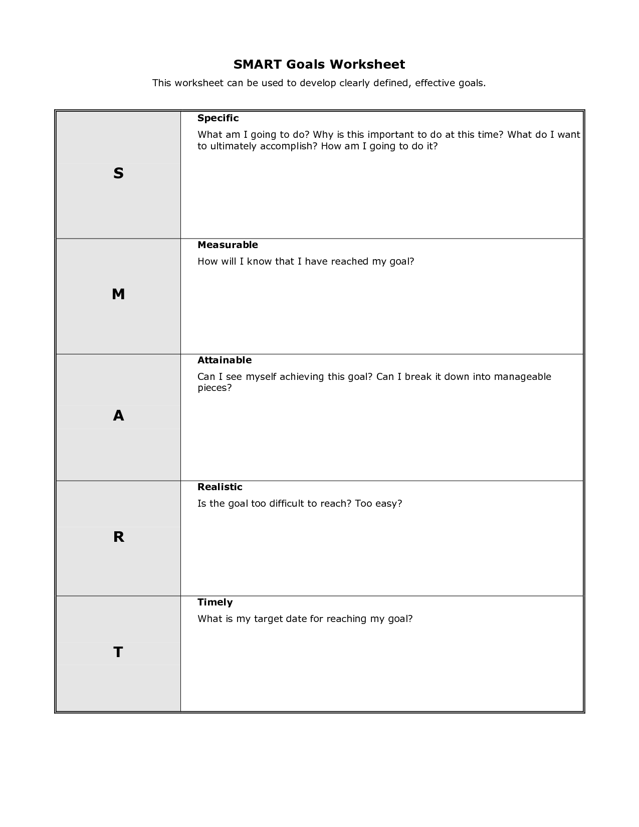 smart goal worksheet template_331137