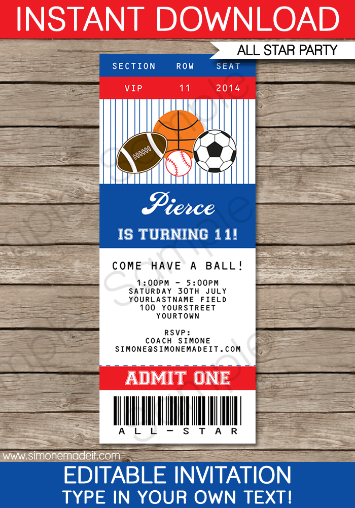 Free Printable Sports Tickets Template