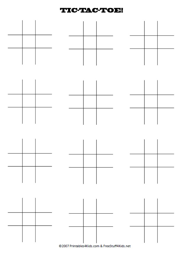 Free Printable Tic Tac Toe Worksheet