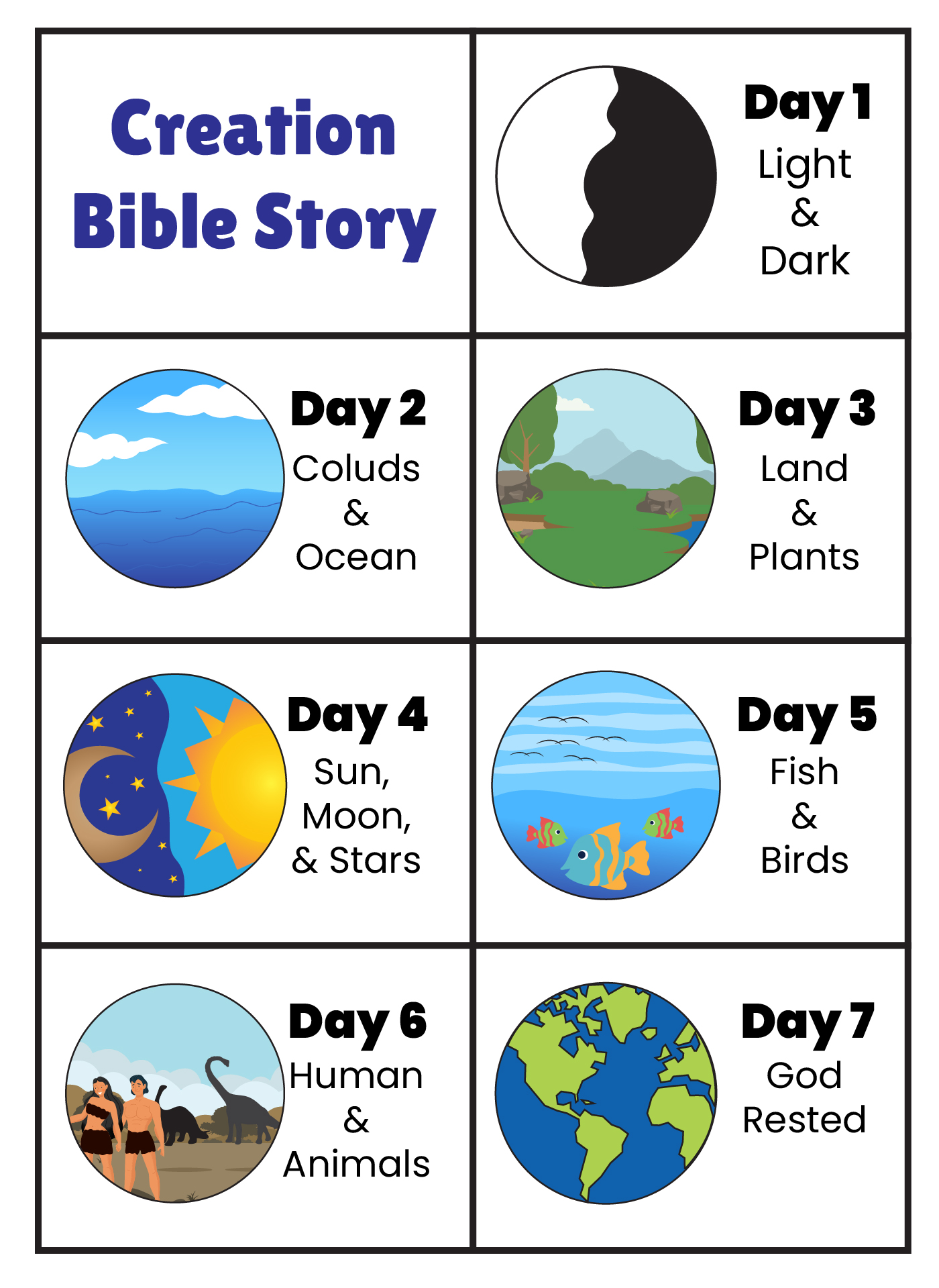 6 Best Images Of Story Of Creation Printable Creation Bible Story 