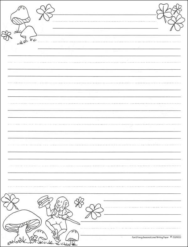 Free printable lined writing paper with fancy decorated 