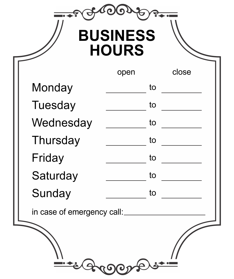6 Best Images of Printable Office Hours Sign Free Printable Business