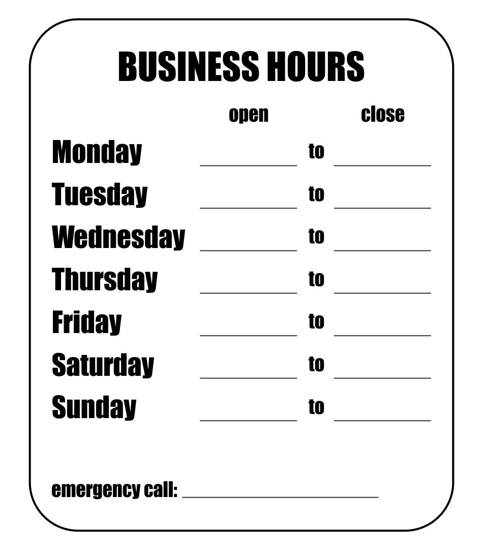 Free Printable Office Hours Template Printable Templates