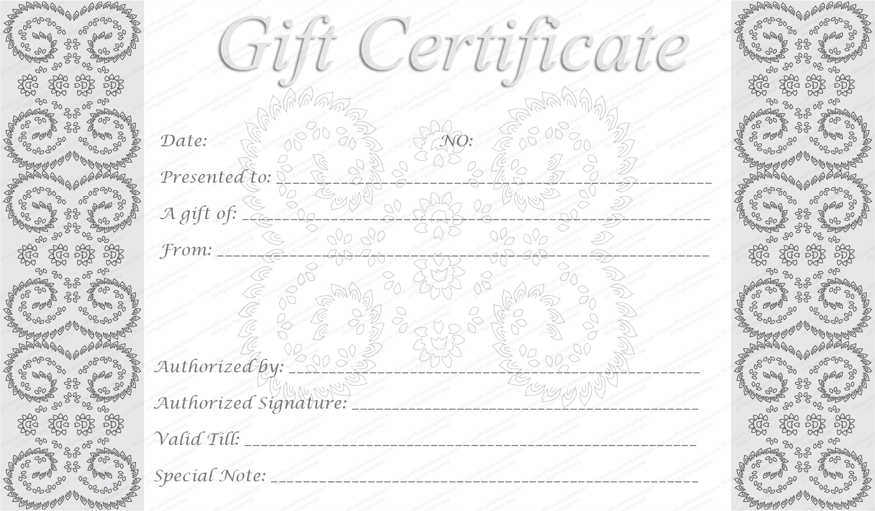 Blank Gift Certificate Template Free Printable Regarding Printable Gift Certificates Templates Free
