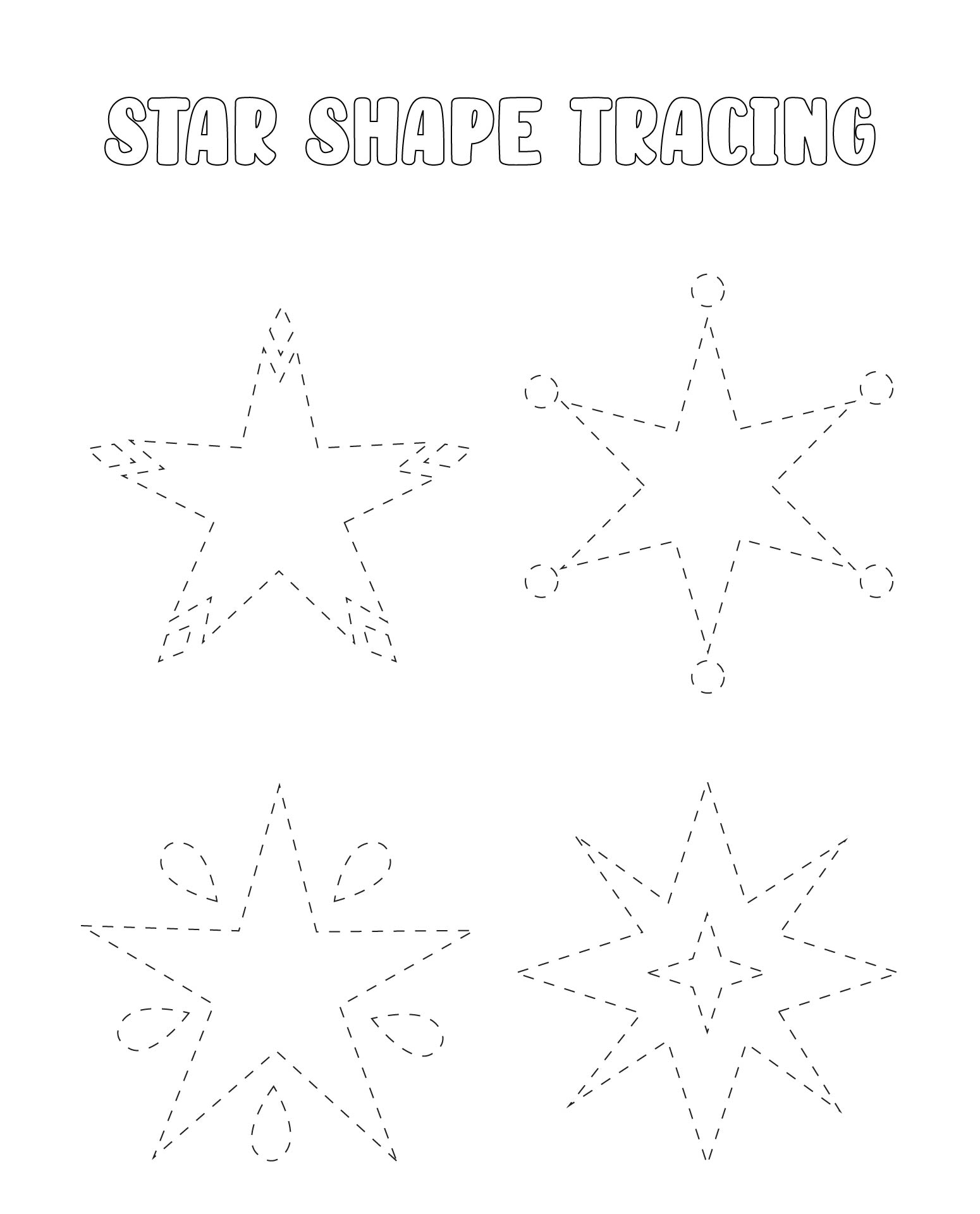 6 Best Images of Printable Preschool Worksheets Star Tracing - Stars