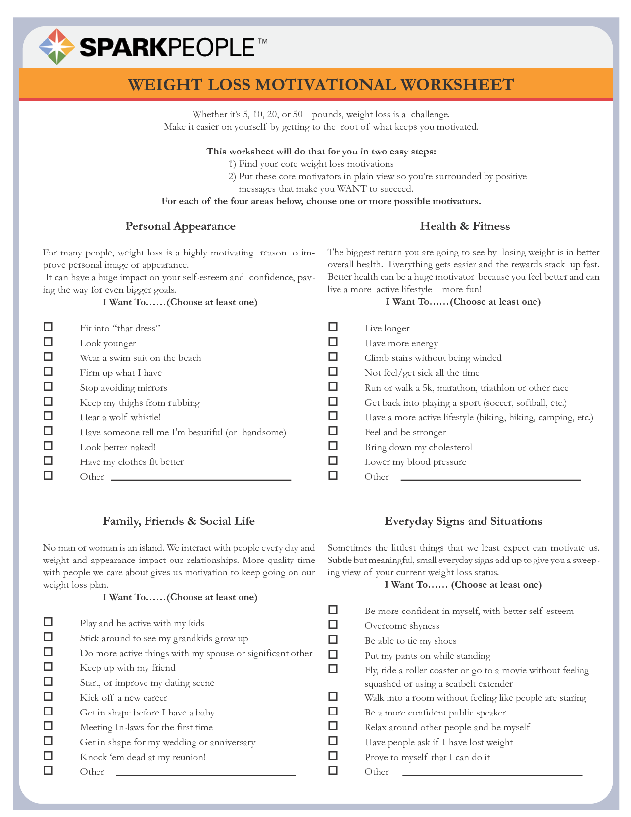Free Printable Weight Loss Worksheets