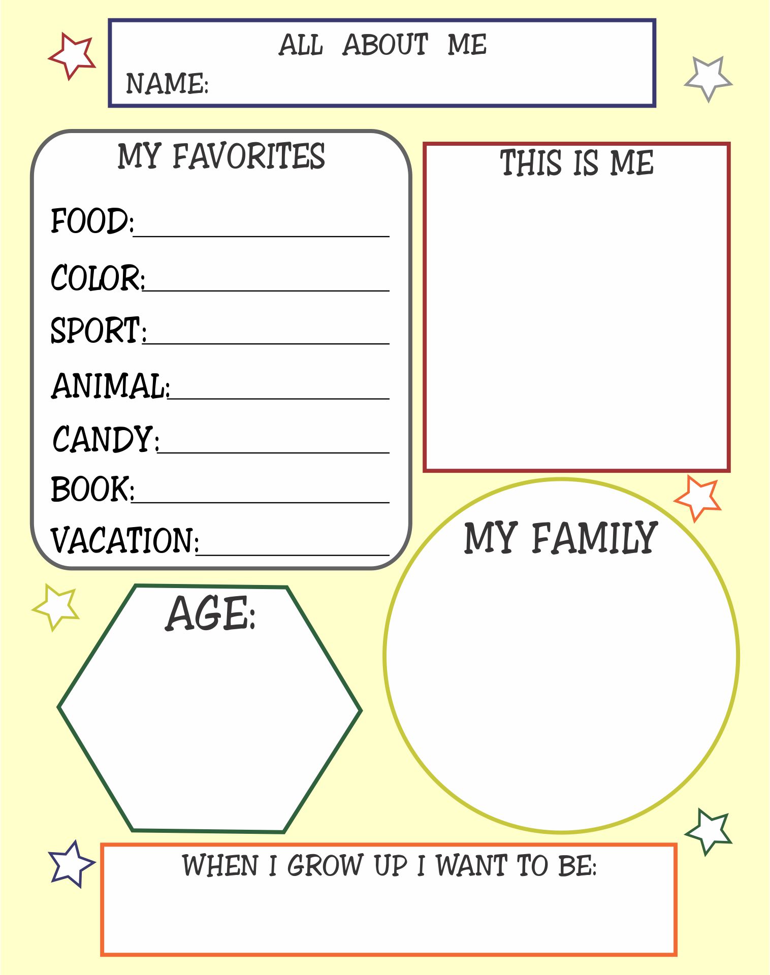All About Me Booklet Template