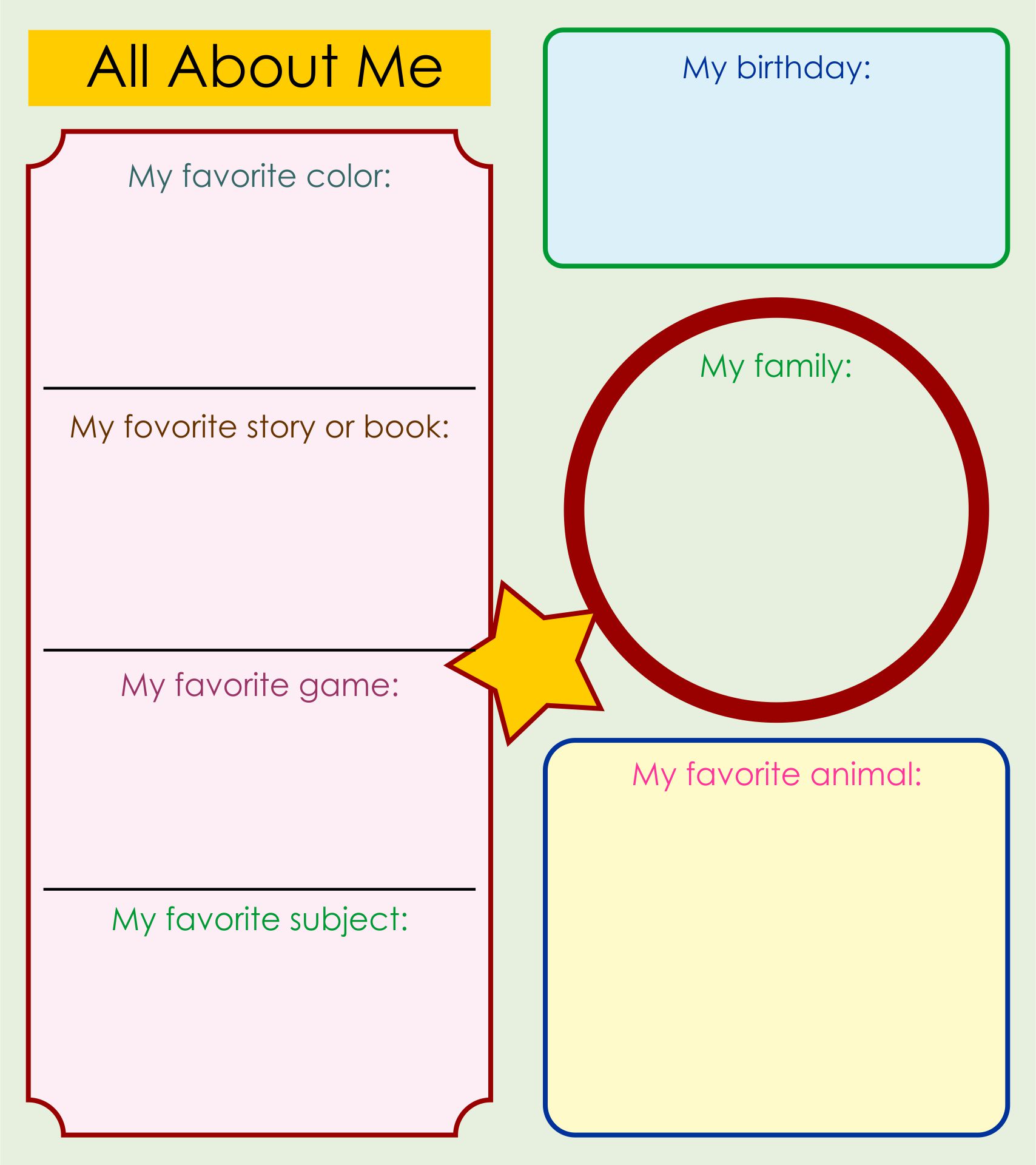 All About Me Worksheet Free Printable
