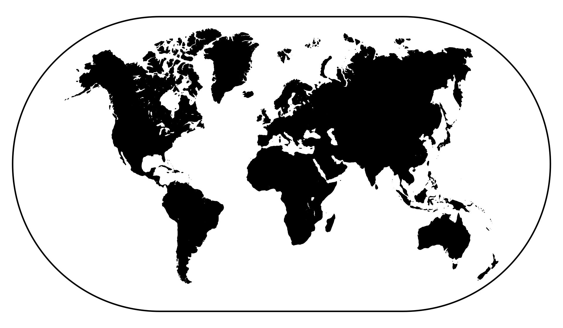 Black And White Map Of The World
