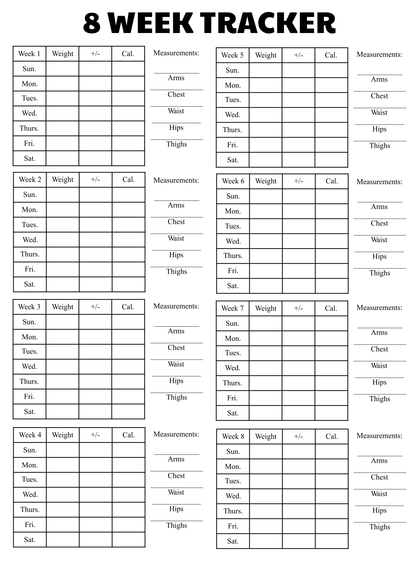 10 Best Printable Weight Loss Measurement Chart Printablee Com