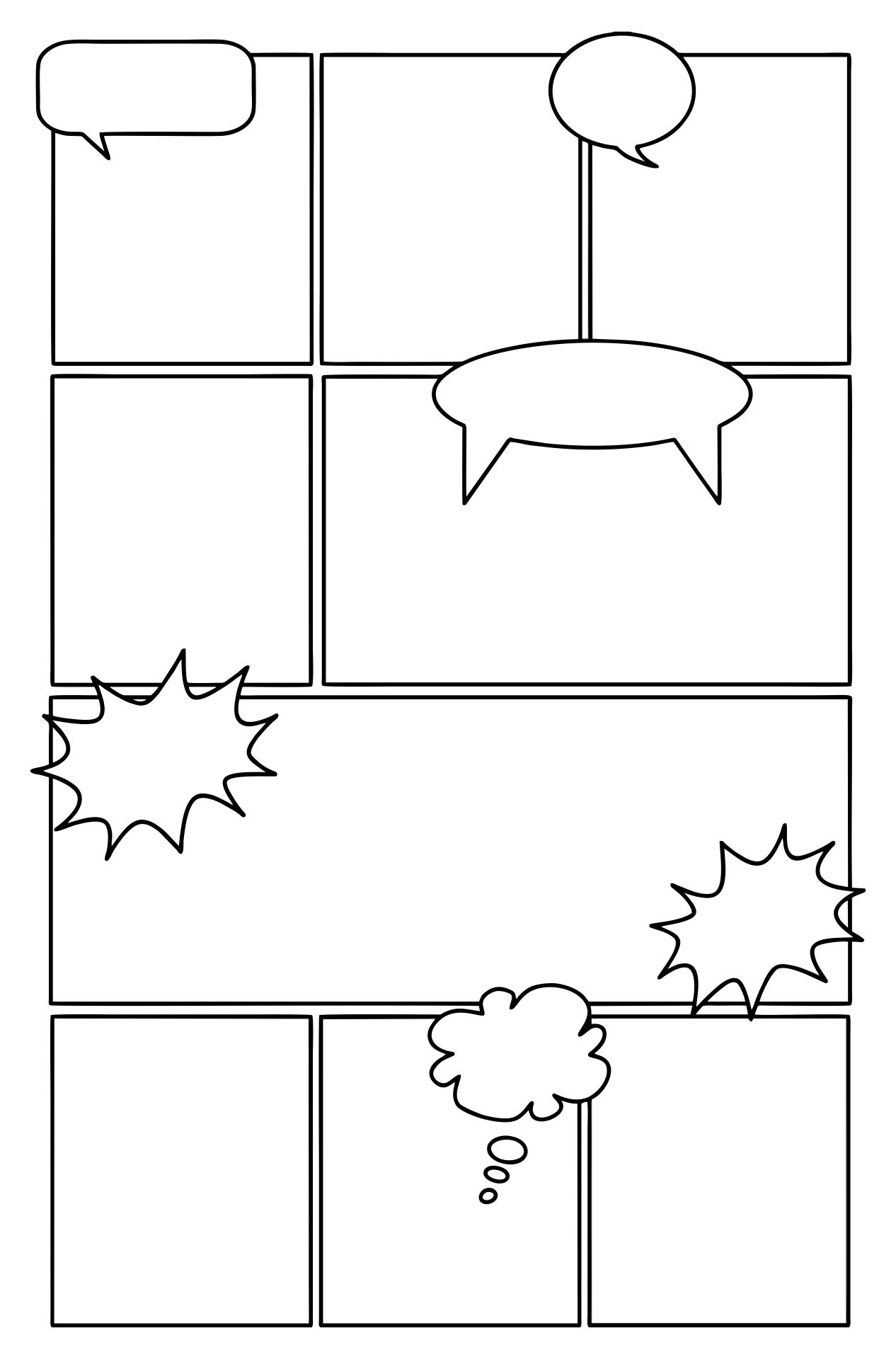 Comic Strip Template With Speech Bubbles