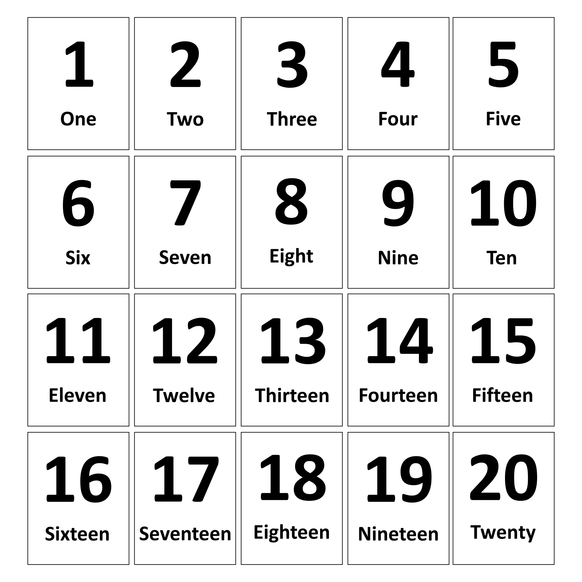 10 best printable number flash cards 1 20 printablee com