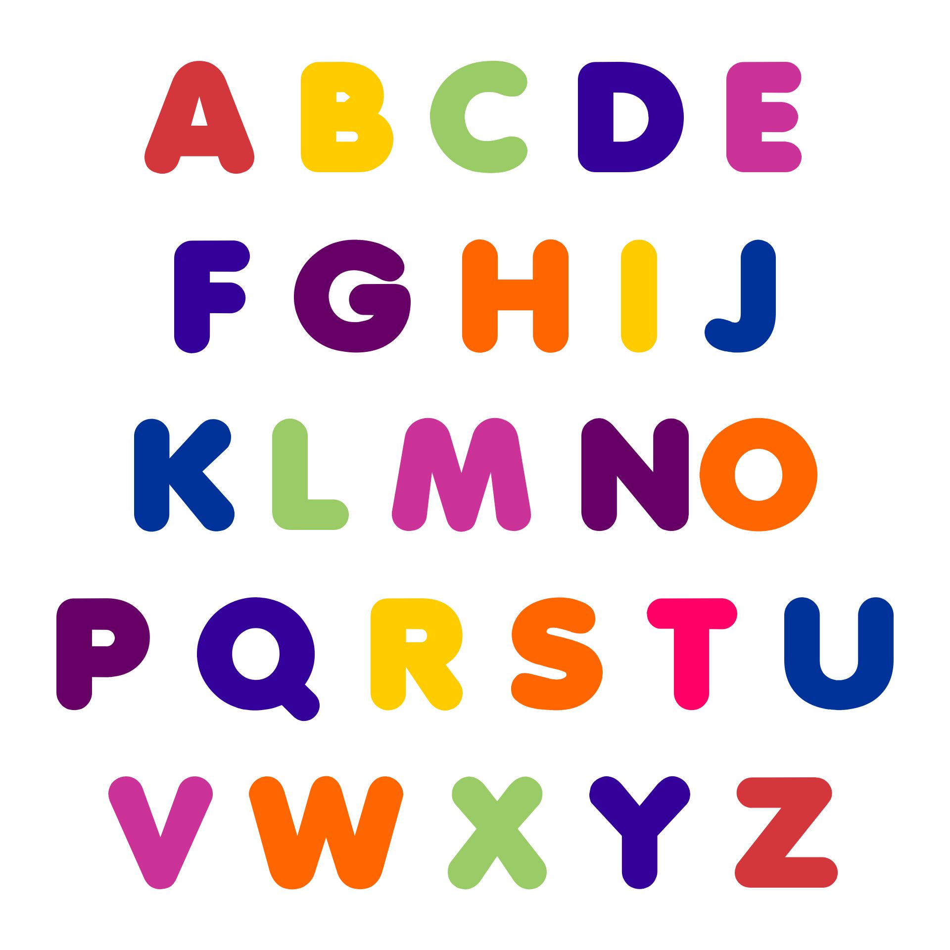 Printable Bubble Letters In Color