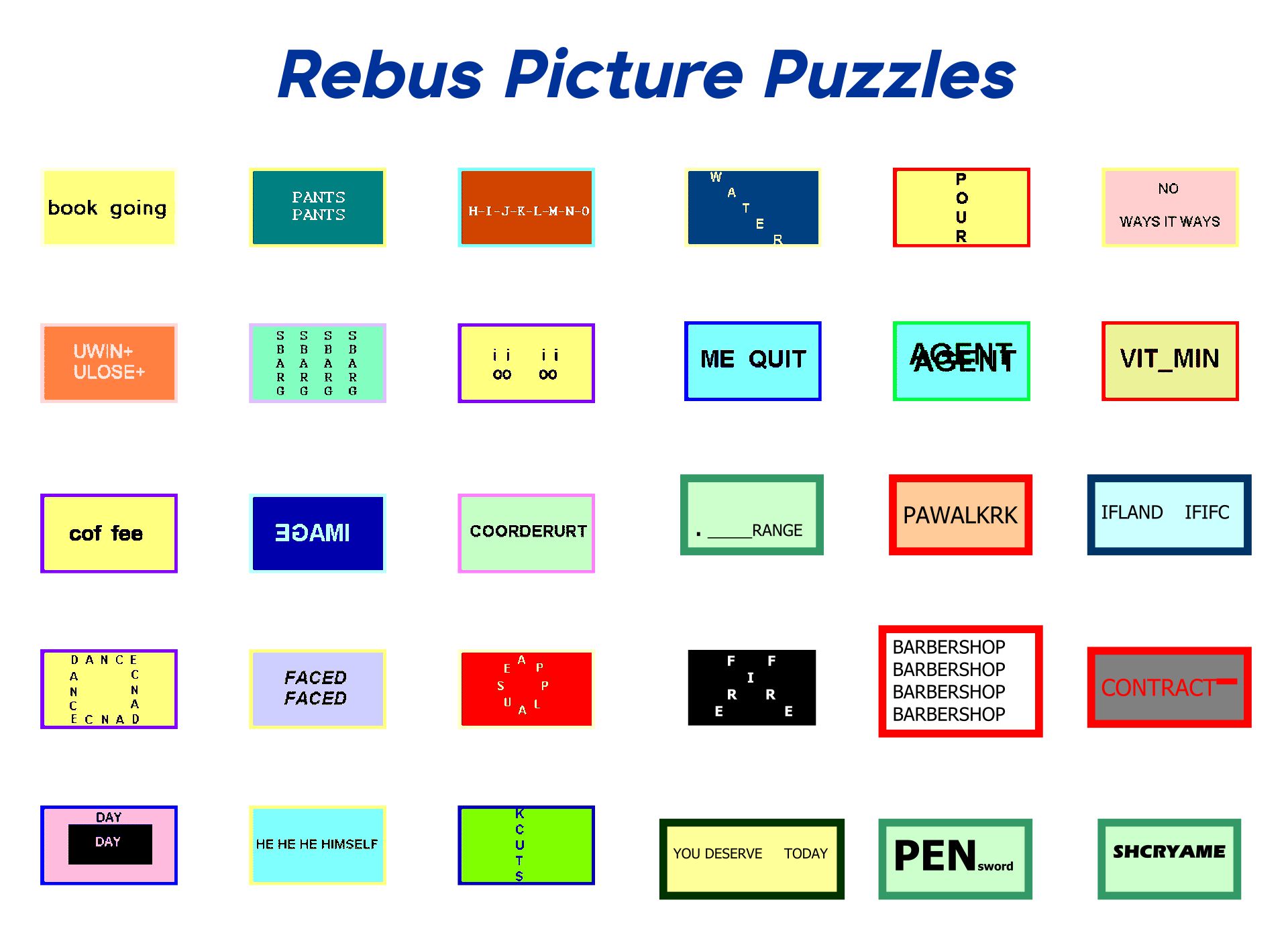 Rebus Picture Puzzles For Activity