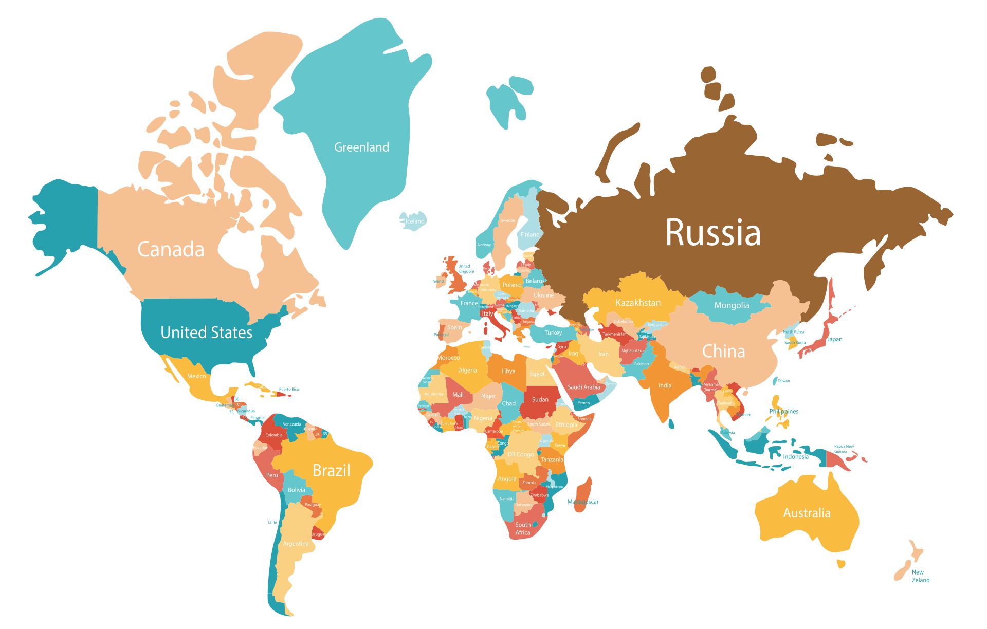 Simple World Map Labeled